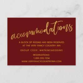 Moderne Gold Waves Burgund Hochzeitsunterkünfte Begleitkarte