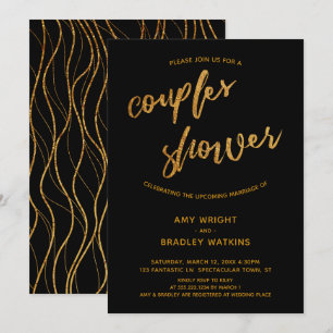 Moderne Gold Waves handschreiben Black Couples Dus Einladung