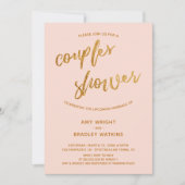 Moderne Gold Waves Handschrift Blush Couples Dusch Einladung (Vorderseite)