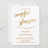 Moderne Gold Waves Handschrift White Couples Dusch Einladung (Vorderseite)