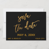 Moderne Gold Waves und Handwriting Black Save The Date (Vorderseite)