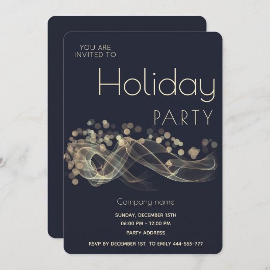 Moderne Gold Wavy Bokee Corporate Holiday Party Einladung (Vorne/Hinten)