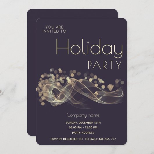Moderne Gold Wavy Bokee Corporate Holiday Party Einladung (Vorne/Hinten)