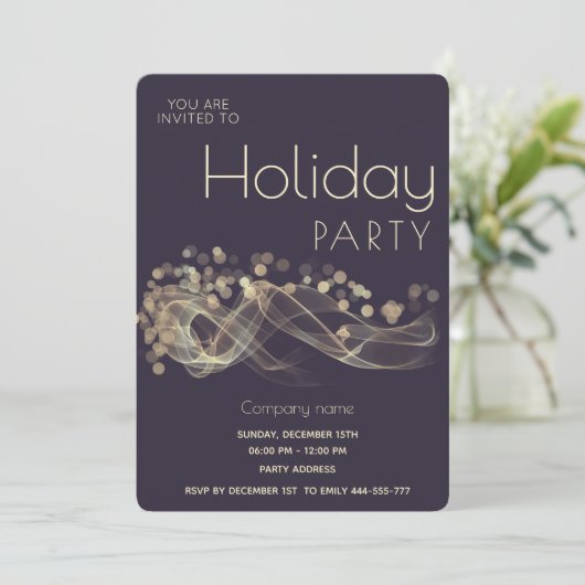 Moderne Gold Wavy Bokee Corporate Holiday Party Einladung (Stehend Vorderseite)