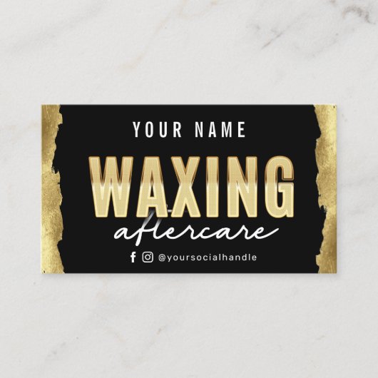 Moderne Gold Waxing Aftercare Card Visitenkarte (Vorderseite)