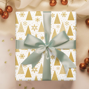 Moderne Gold Weihnachtsbaumen Feiertage Geschenkpapier