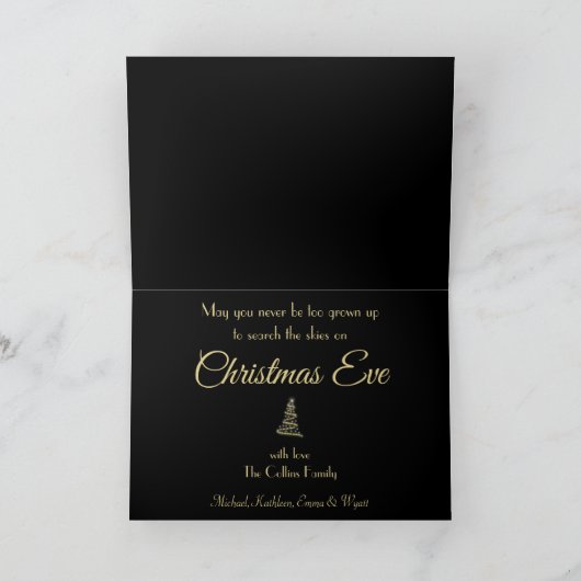 Moderne Gold Weihnachtsbaumen Karte (Innenseite)