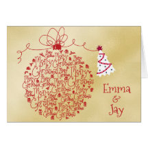 Moderne Gold Weihnachtskarte mit Familienname