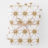 Moderne Gold Weihnachtsstars Geschenkpapier Set (Beispiel)