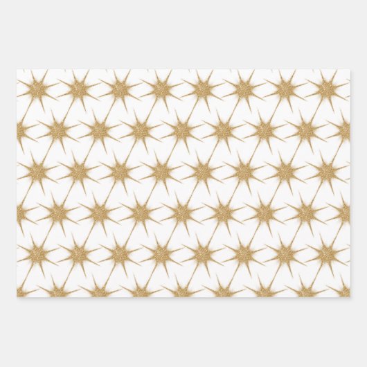 Moderne Gold Weihnachtsstars Geschenkpapier Set (Vorderseite)