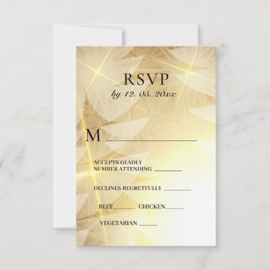 Moderne Gold Weihnachtsstars Pine Trees Urlaub RSVP Karte (Vorderseite)