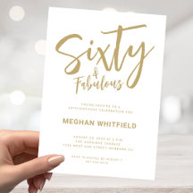 Moderne Gold Weiße Sechzig Schrift 60. Geburtstags