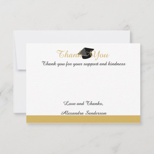 Moderne Gold White and Black Abschluss Class , Dankeskarte (Rückseite)