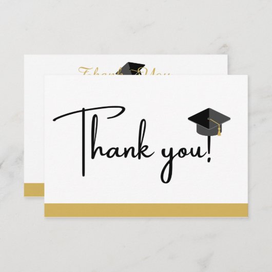 Moderne Gold White and Black Abschluss Class , Dankeskarte (Vorne/Hinten)
