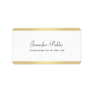 Moderne Gold White Chic Handschrift Elegant Einfac Adressaufkleber