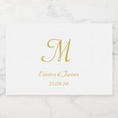 Moderne Gold & White Monogram Wedding Party Mini Schaumweinetikett (Einzelnes Label)
