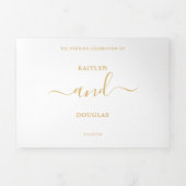 Moderne Gold & White Simple Script Wedding Suite Dreifach Gefaltete Einladung (Cover)