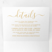 Moderne Gold & White Simple Script Wedding Suite Dreifach Gefaltete Einladung (Innen Erste Seite)