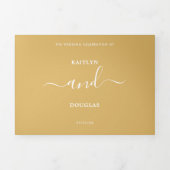 Moderne Gold & White Simple Script Wedding Suite Dreifach Gefaltete Einladung (Cover)