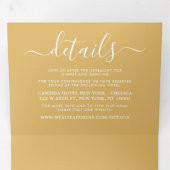 Moderne Gold & White Simple Script Wedding Suite Dreifach Gefaltete Einladung (Innen Erste Seite)