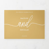 Moderne Gold & White Simple Script Wedding Suite Dreifach Gefaltete Einladung (Cover)