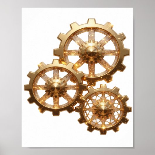 Moderne Gold-ZAHNRÄDER DES REICHTUMS Poster (Vorne)