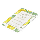 Moderne Gold-Zitronen und -Folien Save the Date Magnet (Linke Seite)