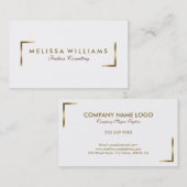 Moderne Goldakzente in Weiß und Geometrie Visitenkarte (Vorne/Hinten)