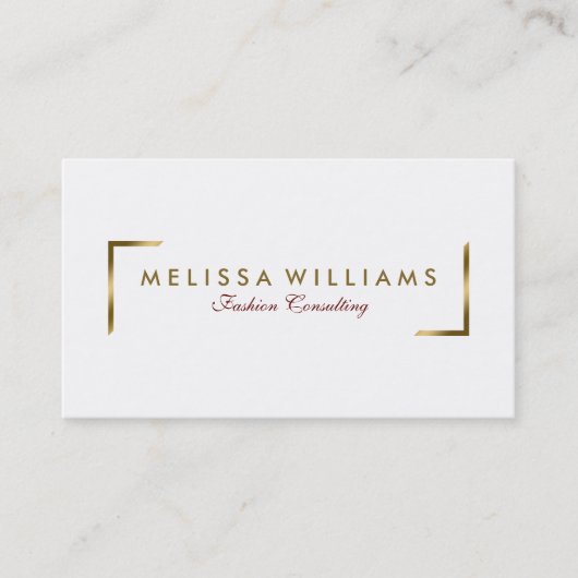 Moderne Goldakzente in Weiß und Geometrie Visitenkarte (Vorderseite)