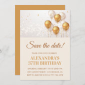 Moderne Goldballons Save the Date 37. Einladung (Vorne/Hinten)