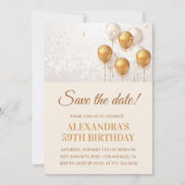 Moderne Goldballons Save the Date 59. Einladung (Vorderseite)