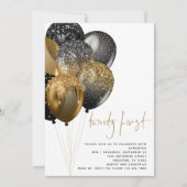 Moderne Goldballoons 21. Party Einladung (Vorderseite)