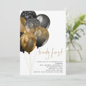 Moderne Goldballoons 21. Party Einladung (Stehend Vorderseite)