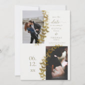 Moderne Goldbarren Elegante 3 Fotos Hochzeit Save The Date (Vorderseite)