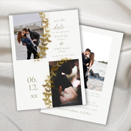 Moderne Goldbarren Elegante 3 Fotos Hochzeit Save The Date