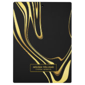 Moderne Goldbarren-Wirbel in Schwarz Klemmbrett (Rückseite)