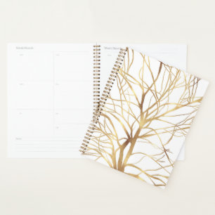 Moderne Goldbaum-Silhouette Minimalistisches Weiße Planer