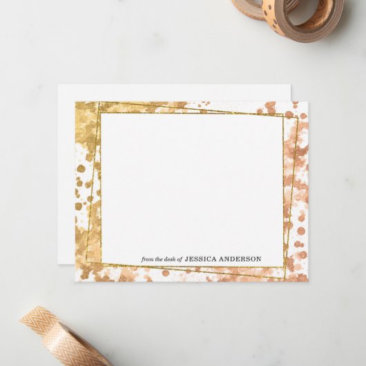 Moderne goldbeige Aquarelltöne Pinselstriche Rahme Mitteilungskarte (Vorderseite/Rückseite Beispiel)