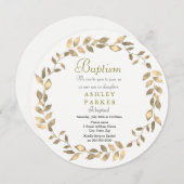 Moderne Goldblatt-Kranz Junge Taufe einladen Einladung (Vorne/Hinten)