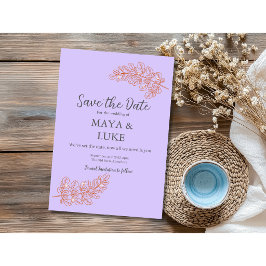 Moderne Goldblättchen Violett Save The Date