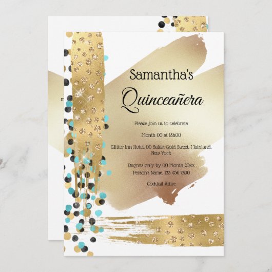 Moderne goldblaue abstrakte Cheetah fleckt Chic Einladung (Vorne/Hinten)