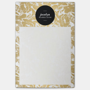 Moderne Goldblumen Schwarzer Kreis Post-it Klebezettel