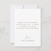 Moderne Goldblush-Glitzer-Foto-Hochzeit Dankeskarte (Rückseite)