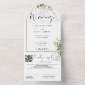 Moderne Goldbogen QR Code Grüne Hochzeit All In One Einladung (Innen Boden)