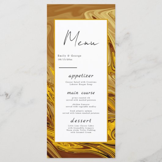 Moderne Goldbraun Terracotta auf dem Abstrakten We Menükarte (Vorderseite)