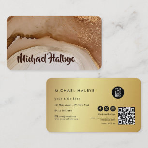 Moderne Goldbraune Aquarell-Achat-Profi Visitenkarte
