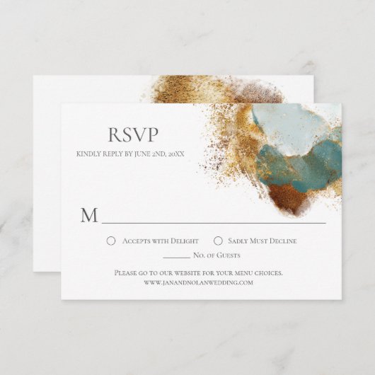 Moderne Goldbronze Aquamarin Wash UAWG RSVP Karte (Vorne/Hinten)