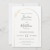 Moderne Goldbucht mit Blumendetails Hochzeit Einladung (Vorderseite)