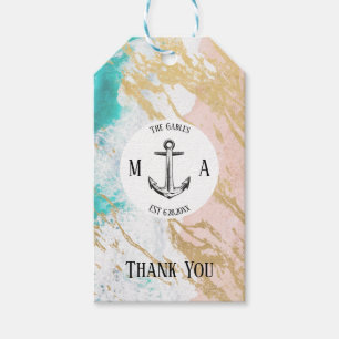 Moderne Golden Beach Anchor Hochzeit Geschenkanhänger