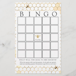 Moderne Golden Bee Baby Bingo Game Card